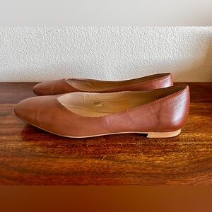 Coach Women's Cognac Leather Squared-Toe Flats